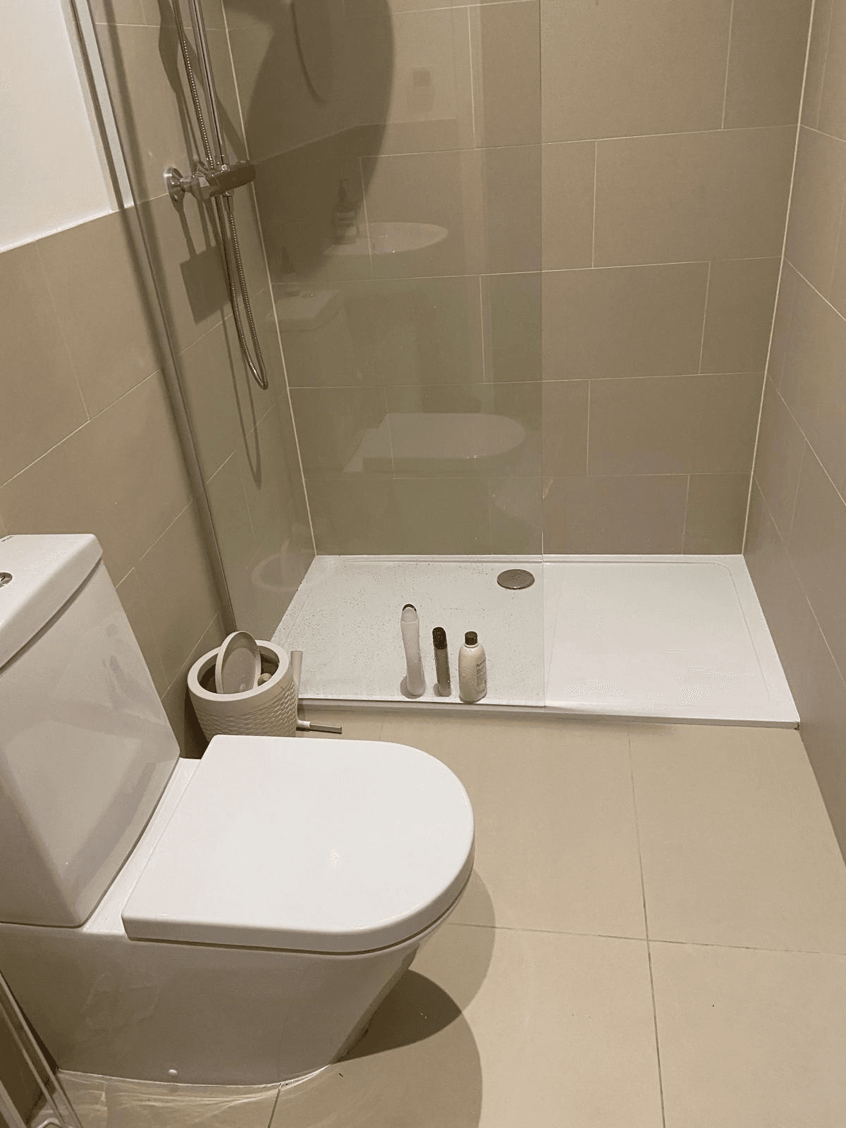 New bathroom drain installation