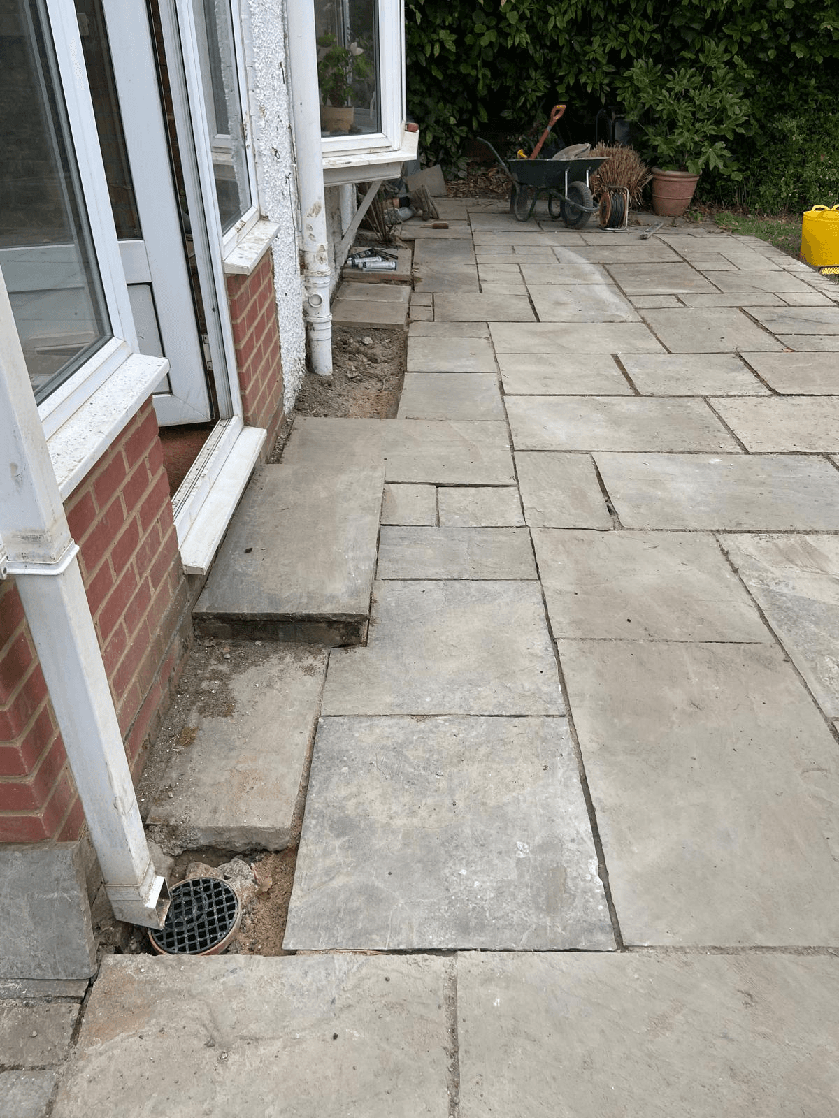 Patio drain installation work