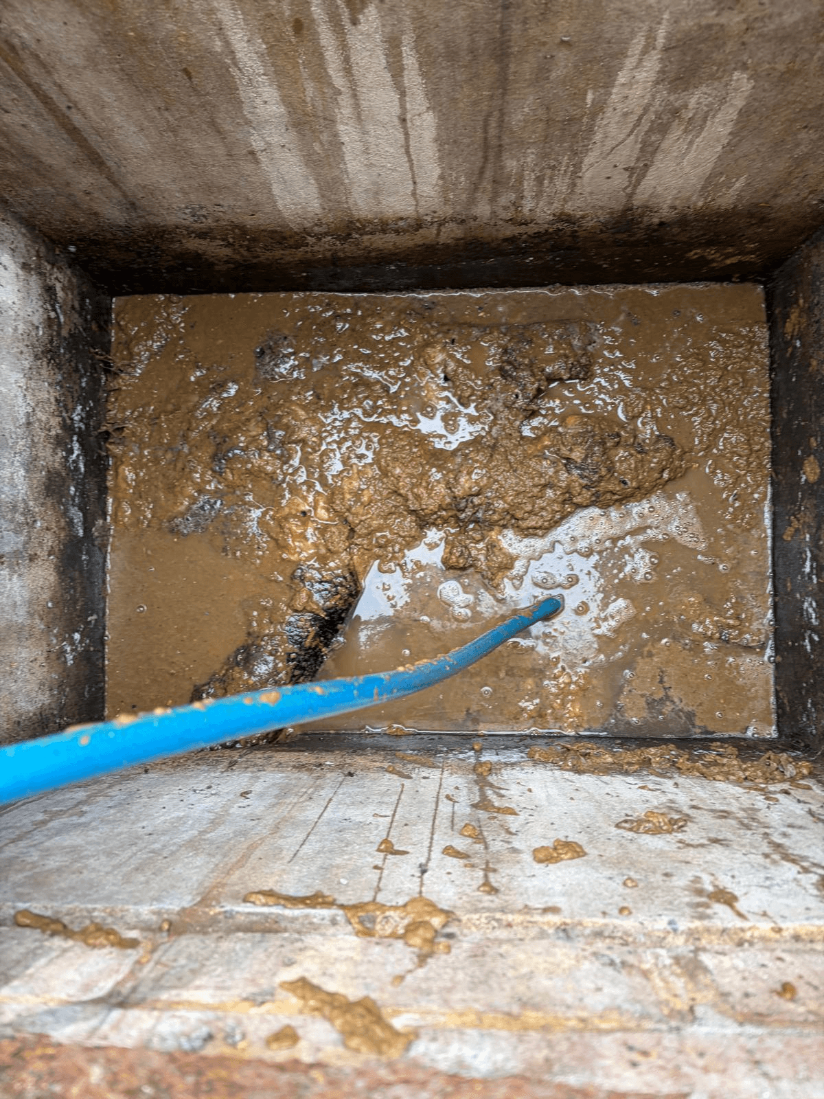 Blocked drain cleared with water jetting